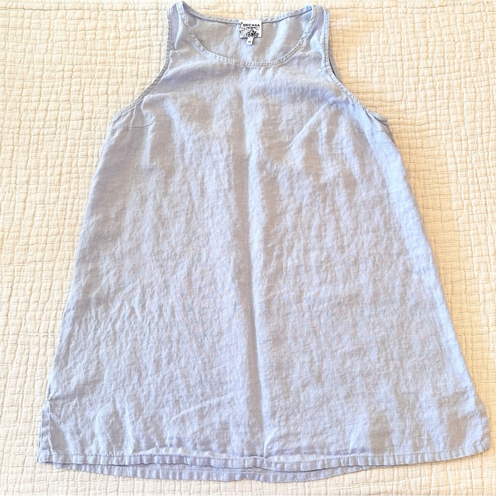 Linen Blend Lavender Sleeveless Tunic — - Picture 5 of 10